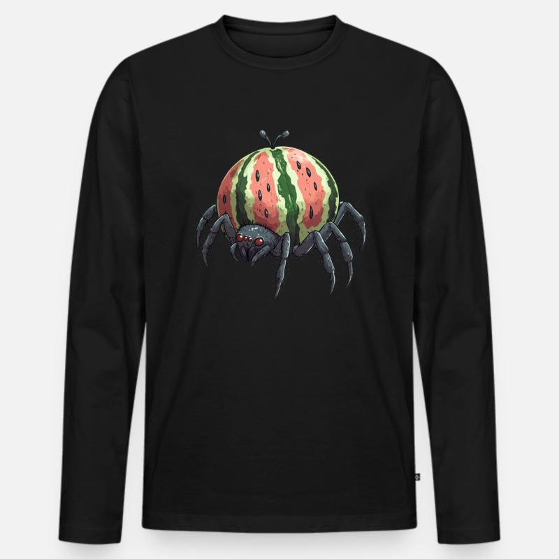 Melone Spinne - Männer Premium Bio Langarmshirt - Schwarz