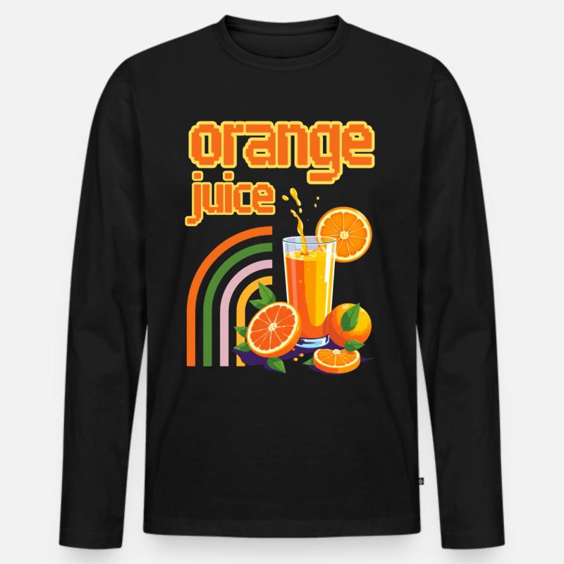 Orangensaft - Männer Premium Bio Langarmshirt - Schwarz