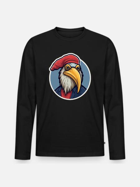 Eagle with hat - Men's Premium Organic Long Sleeve Shirt - black