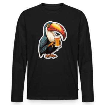 Toucan Drinking Beer Party Bird - Men's Premium Organic Long Sleeve Shirt - black - Front - Nico (187cm)