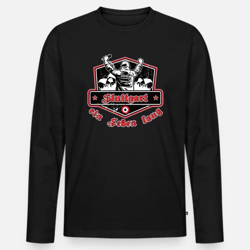 Stuttgart ein Leben Lang No II - Männer Premium Bio Langarmshirt - Schwarz