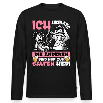 Junggesellenabschied Männer T-Shirt Bräutigam JGA - Männer Premium Bio Langarmshirt - Schwarz - Vorne - Nico (187cm)
