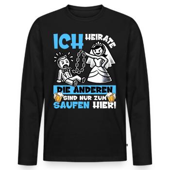 JGA Männer T-Shirt Bräutigam Junggesellenabschied - Männer Premium Bio Langarmshirt - Schwarz - Vorne - Nico (187cm)