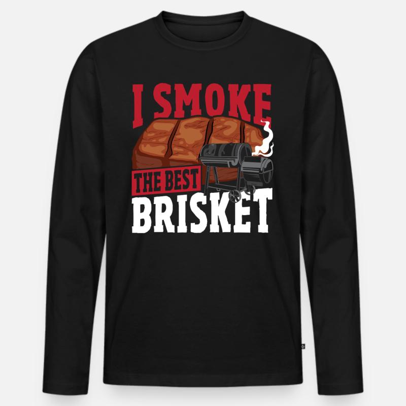 Grillfleisch Gegrilltes geräuchertes Rindfleisch - Männer Premium Bio Langarmshirt - Schwarz