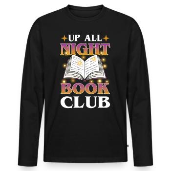 Story Seker Book Lovers All Night Book Club - Men's Premium Organic Long Sleeve Shirt - black - Front - Nico (187cm)