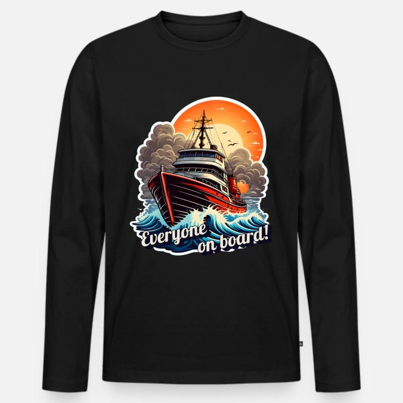 Alle an Bord - Männer Premium Bio Langarmshirt - Schwarz