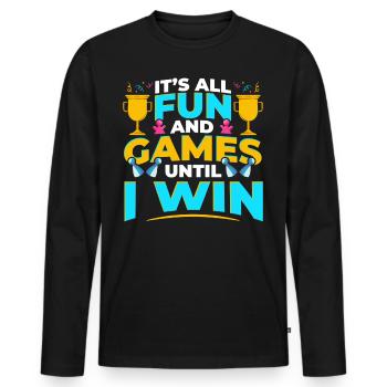 Brettspiele Win Game Night Winning - Männer Premium Bio Langarmshirt - Schwarz - Vorne - Nico (187cm)
