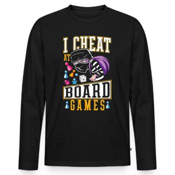 Play Dirty Game Night I Cheat at Board Games - Men's Premium Organic Long Sleeve Shirt - black - Front - Nico (187cm)