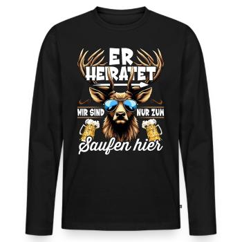 Junggesellenabschied Männer T-Shirt JGA Poltern - Männer Premium Bio Langarmshirt - Schwarz - Vorne - Nico (187cm)