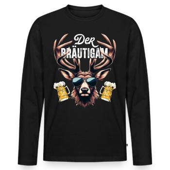 Bräutigam T-Shirt JGA Männer Junggesellenabschied - Männer Premium Bio Langarmshirt - Schwarz - Vorne - Nico (187cm)