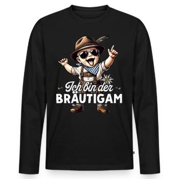 Bräutigam T-Shirt JGA Männer Junggesellenabschied - Männer Premium Bio Langarmshirt - Schwarz - Vorne - Nico (187cm)