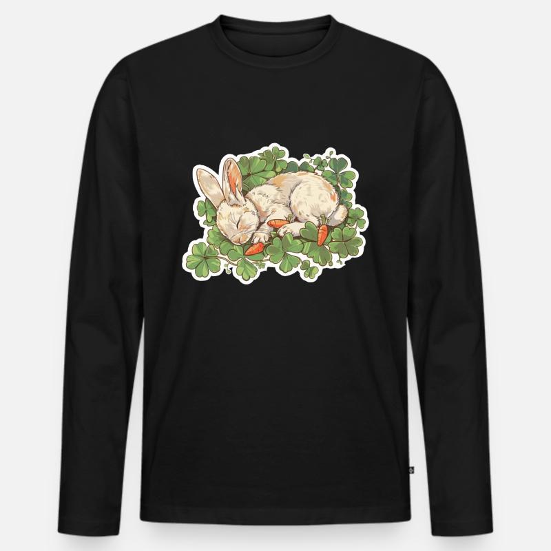 Schlafender Hase Ostern - Männer Premium Bio Langarmshirt - Schwarz