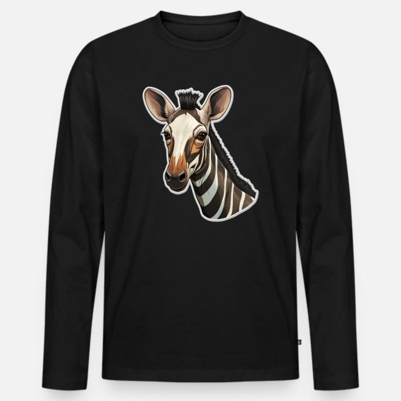 Okapi Kopf Seltenes Tiermotiv - Männer Premium Bio Langarmshirt - Schwarz