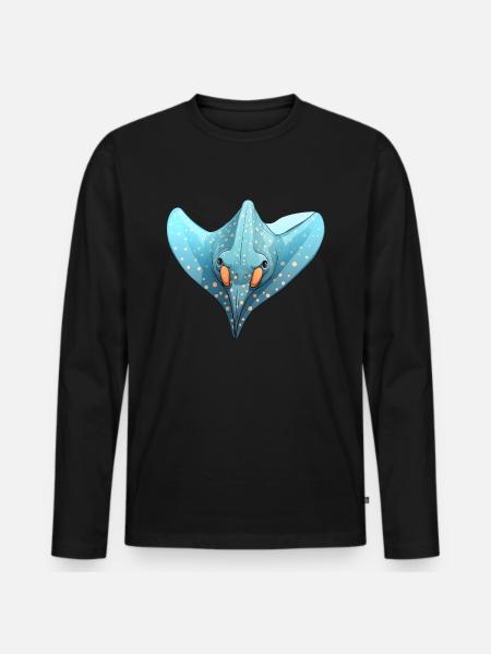 Ray Ocean Motif Sea Lover - Men's Premium Organic Long Sleeve Shirt - black