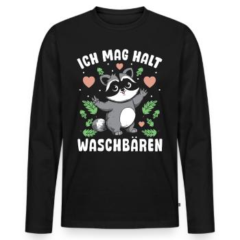 Voleur urbain : j’aime les ratons laveurs - T-shirt manches longues Premium bio Homme - noir - Devant - Nico (187cm)