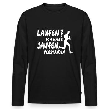 Laufen Rennen Bier Alkohol Witzig Lustig Saufen - Männer Premium Bio Langarmshirt - Schwarz - Vorne - Nico (187cm)