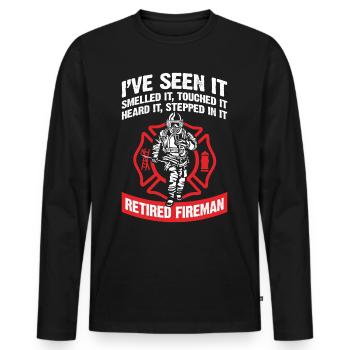 Pompier Retraite Retraite Pension retraités Pompiers - T-shirt manches longues Premium bio Homme - noir - Devant - Nico (187cm)