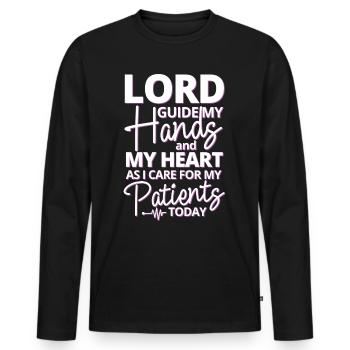 Aide aux personnes âgées Engel Soins infirmiers Maison de retraite - T-shirt manches longues Premium bio Homme - noir - Devant - Nico (187cm)
