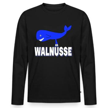 Walnüsse - Lustig Hoden Nüsse Wal Nuß Eier - Männer Premium Bio Langarmshirt - Schwarz - Vorne - Nico (187cm)