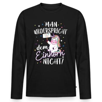 Einhorn Unicorn Spruch Fuck You - Männer Premium Bio Langarmshirt - Schwarz - Vorne - Nico (187cm)