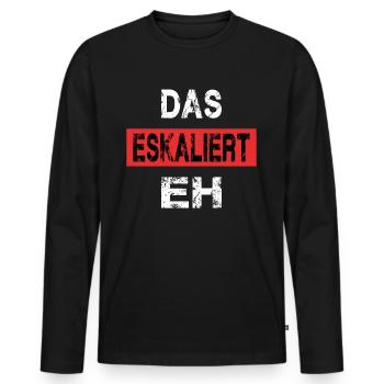 DAS ESKALIERT EH - Männer Premium Bio Langarmshirt - Schwarz - Vorne - Nico (187cm)