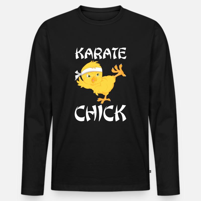 Karate Chick - Männer Premium Bio Langarmshirt - Schwarz