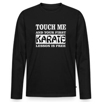 Karate Touch me - Martial Arts Sports - Männer Premium Bio Langarmshirt - Schwarz - Vorne - Nico (187cm)