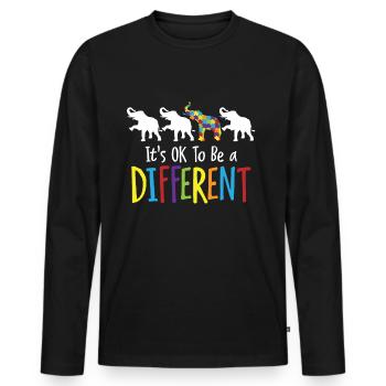It s ok to be different - Elefant Autismus Autist - Männer Premium Bio Langarmshirt - Schwarz - Vorne - Nico (187cm)