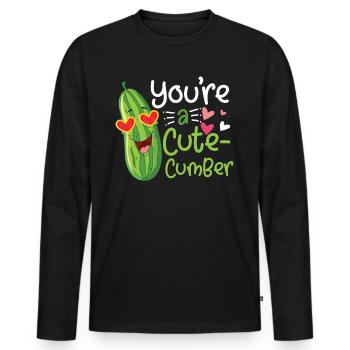 Un mignon valentine cumber disant concombre - T-shirt manches longues Premium bio Homme - noir - Devant - Nico (187cm)