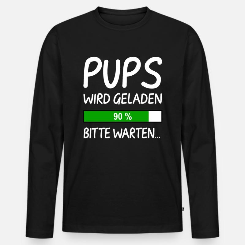 Pups Wird Geladen Bitte Warten - Männer Premium Bio Langarmshirt - Schwarz