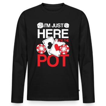 I'm Just Here For The Pot - Männer Premium Bio Langarmshirt - Schwarz - Vorne - Nico (187cm)