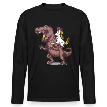 Rex unicorn dino - Men's Premium Organic Long Sleeve Shirt - black - Front - Nico (187cm)