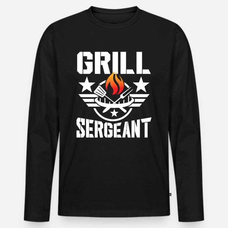 Grill sergeant - Männer Premium Bio Langarmshirt - Schwarz