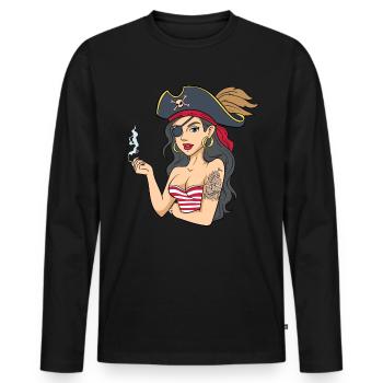 Pirate pirates pirates - T-shirt manches longues Premium bio Homme - noir - Devant - Nico (187cm)