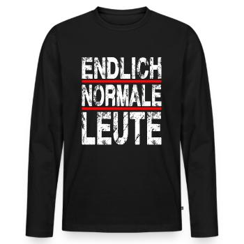Endlich Normale Leute Design für einen Leute mit - Männer Premium Bio Langarmshirt - Schwarz - Vorne - Nico (187cm)