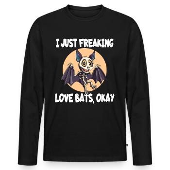 I Just Freaking Love Bats Okay Design - T-shirt manches longues Premium bio Homme - noir - Devant - Nico (187cm)