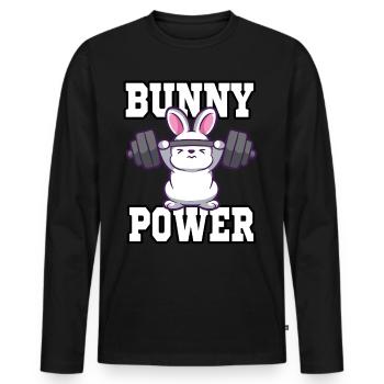 Lapin fitness muscle exercice poids - T-shirt manches longues Premium bio Homme - noir - Devant - Nico (187cm)