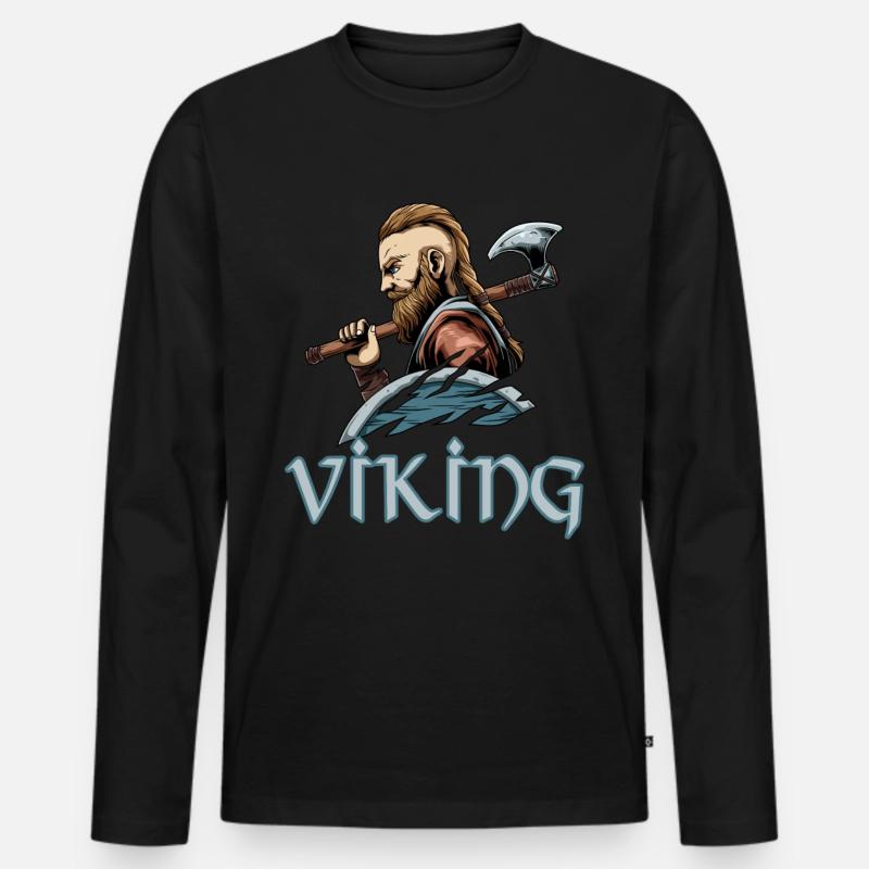 Wikinger Viking Valhalla Odin - Männer Premium Bio Langarmshirt - Schwarz