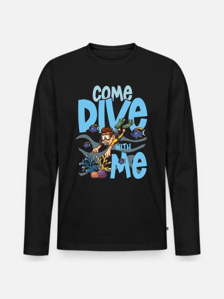COME DIVE WITH ME - diving - Men's Premium Organic Long Sleeve Shirt - black