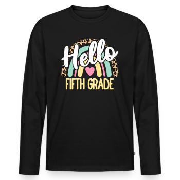 Hallo Lehrer der fünften Klasse Zurück zur Schule Regenbogen - Männer Premium Bio Langarmshirt - Schwarz - Vorne - Nico (187cm)