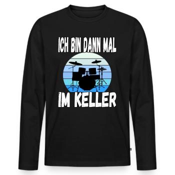 Ich bin dann mal im Keller - Männer Premium Bio Langarmshirt - Schwarz - Vorne - Nico (187cm)