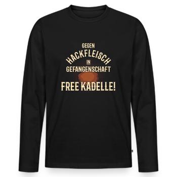 Hackfleisch in Gefangenschaft FREE KADELLE Metzger - Männer Premium Bio Langarmshirt - Schwarz - Vorne - Nico (187cm)