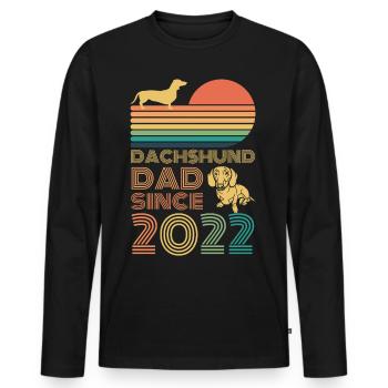 Teckel Teckel Papa Père depuis 2022 - T-shirt manches longues Premium bio Homme - noir - Devant - Nico (187cm)