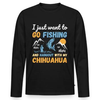 Fishing and fishing for Chihuahua dog lovers - Men's Premium Organic Long Sleeve Shirt - black - Front - Nico (187cm)