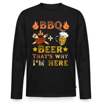 BBQ, grillen und Bier trinken für Bierliebhaber - Männer Premium Bio Langarmshirt - Schwarz - Vorne - Nico (187cm)