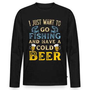 Fishing and fishing for beer lovers - Men's Premium Organic Long Sleeve Shirt - black - Front - Nico (187cm)