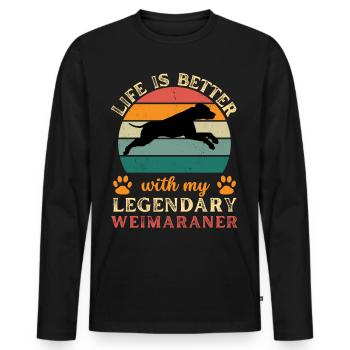 Légendaire Weimaraner Vintage Retro - T-shirt manches longues Premium bio Homme - noir - Devant - Nico (187cm)