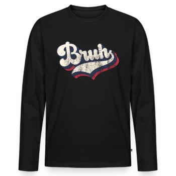 Vintage Retro Bruh Slang Meme Sarcastique - T-shirt manches longues Premium bio Homme - noir - Devant - Nico (187cm)