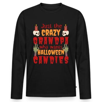 Gruselig lustig Halloween Spruch Opa - Männer Premium Bio Langarmshirt - Schwarz - Vorne - Nico (187cm)