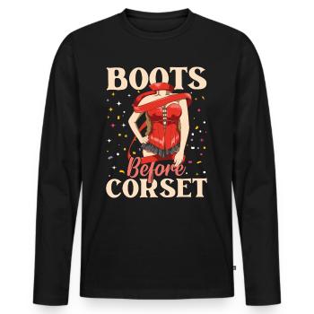 Boots Before Corset - Männer Premium Bio Langarmshirt - Schwarz - Vorne - Nico (187cm)